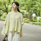 Kilka×kapuwa/風が通るカディーコットンブラウス STRIPE